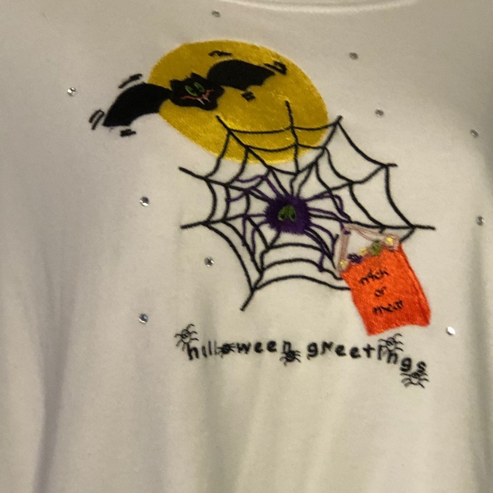 Quacker Factory White L/S Halloween T-Shirt - Picture 4 of 9